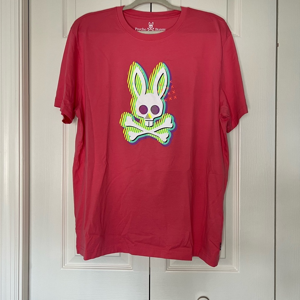 Psycho Bunny Men’s T-Shirt Pink Rose Quartz Ethan Deco Graphic Tee Streetwear